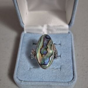 JTV Silver Ring with Iridescent Abalone